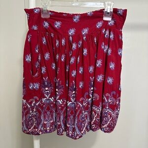Japna Red Floral Mini Skirt size XL